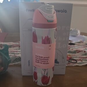 Owala Pink and White Insulated Water Bottle